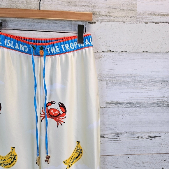 Joie Tropical Satin Wide Leg Pants S Sea Inspired Statement Maximalism Beachy - Picture 9 of 16